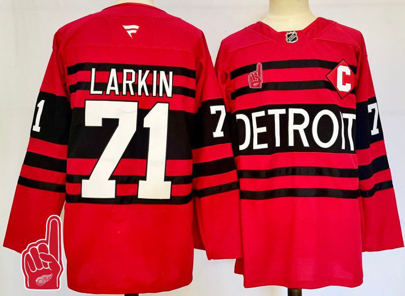 Men Detroit Red Wings #71 Larkin Red Fanatics 2025 NHL Jersey style 10